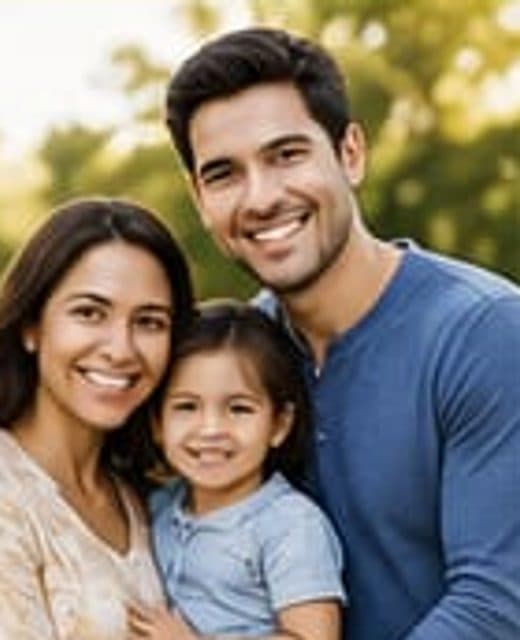 A young family outdoors